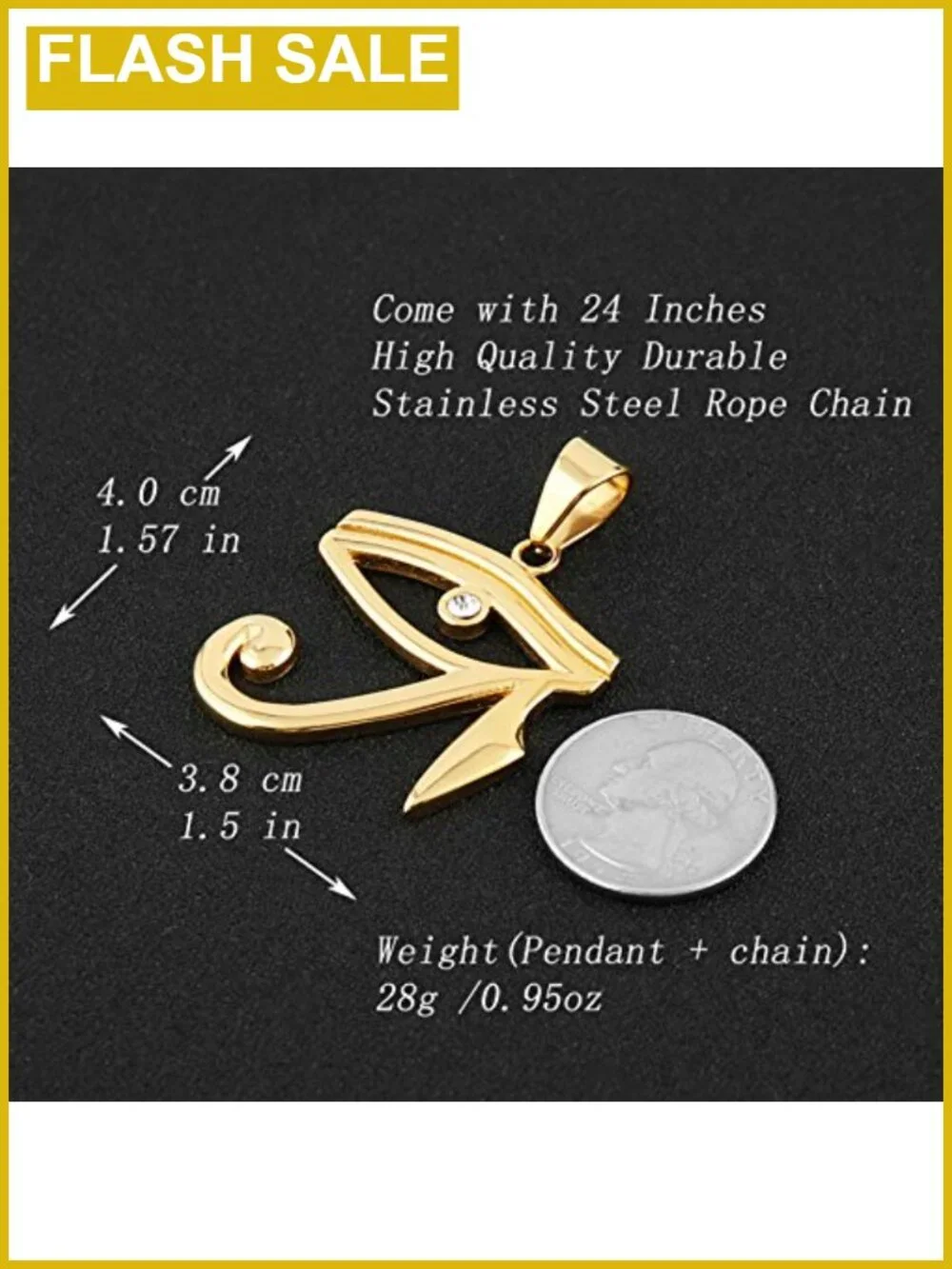 Eye of Horus Pendant Necklace Stainless Steel Ancient Egyptian Protection Charm